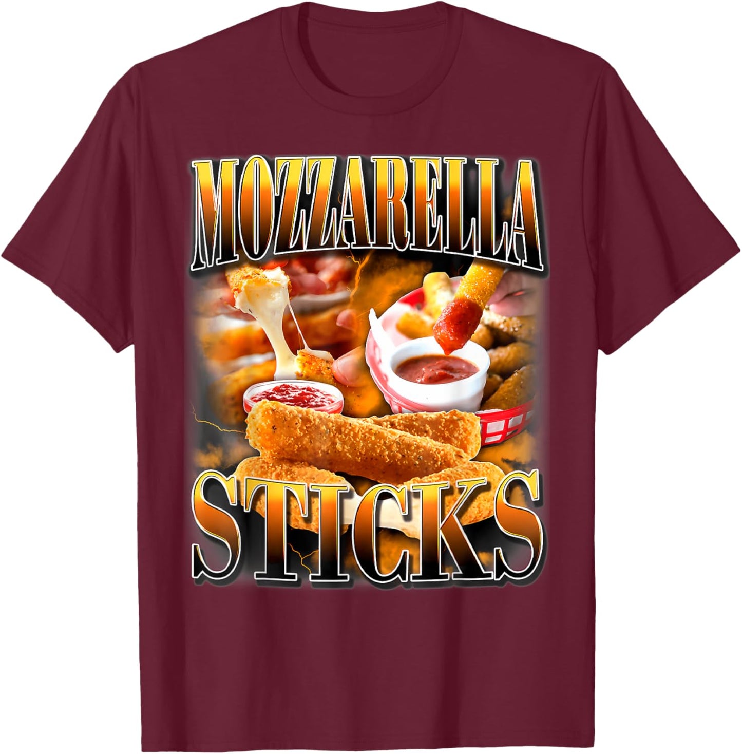 Mozzarella Cheese Sticks Bootleg Rap CD Aesthetic Funny Meme T-Shirt - T-Shirt | Maroon