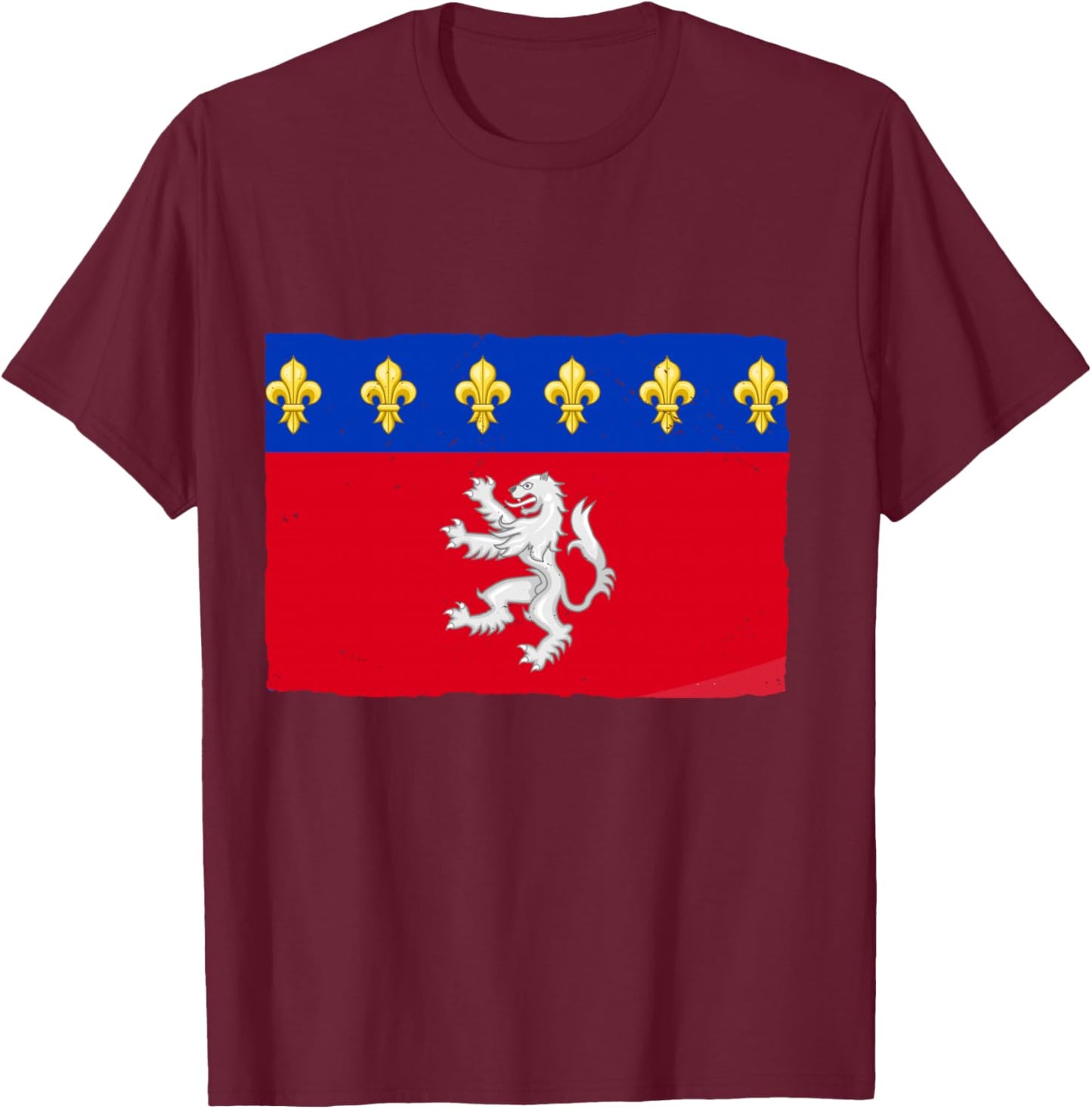 Vintage Lyon Flag Gift Lyon France T-Shirt - T-Shirt | Maroon