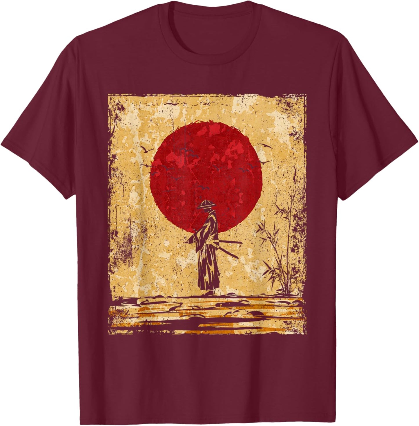 Samurai Japanese Art Vintage Fighter Retro T-Shirt - T-Shirt | Maroon