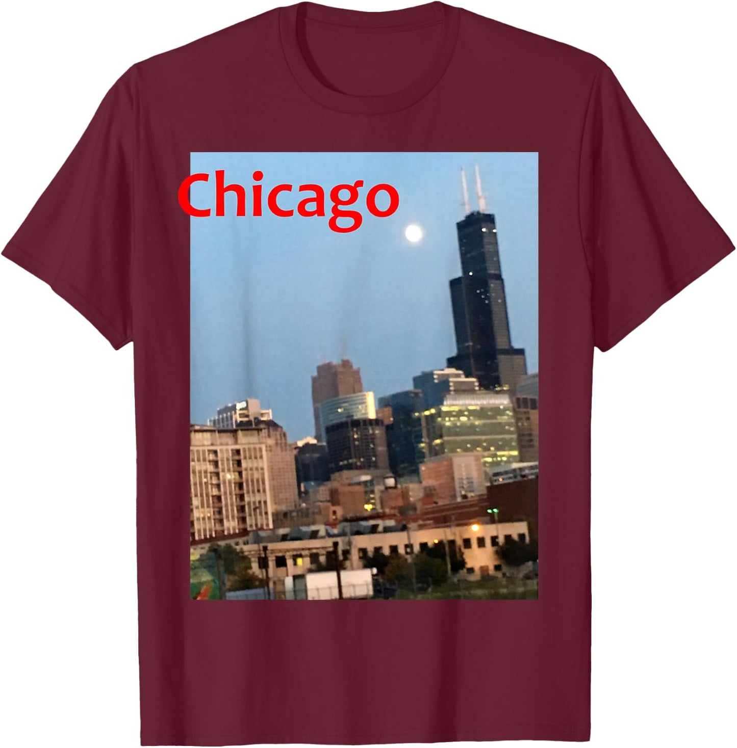 Chicago Photo Willis Tower T-Shirt - T-Shirt | Maroon
