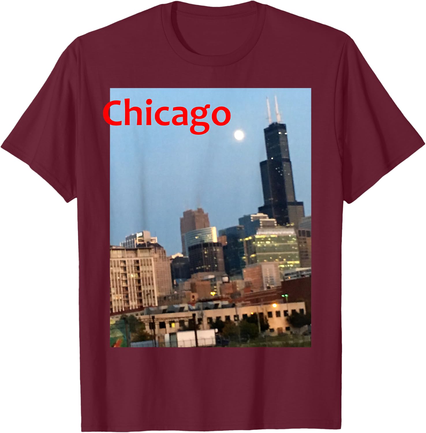 Chicago Photo Willis Tower T-Shirt - T-Shirt | Maroon