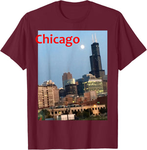 Chicago Photo Willis Tower T-Shirt - T-Shirt | Maroon