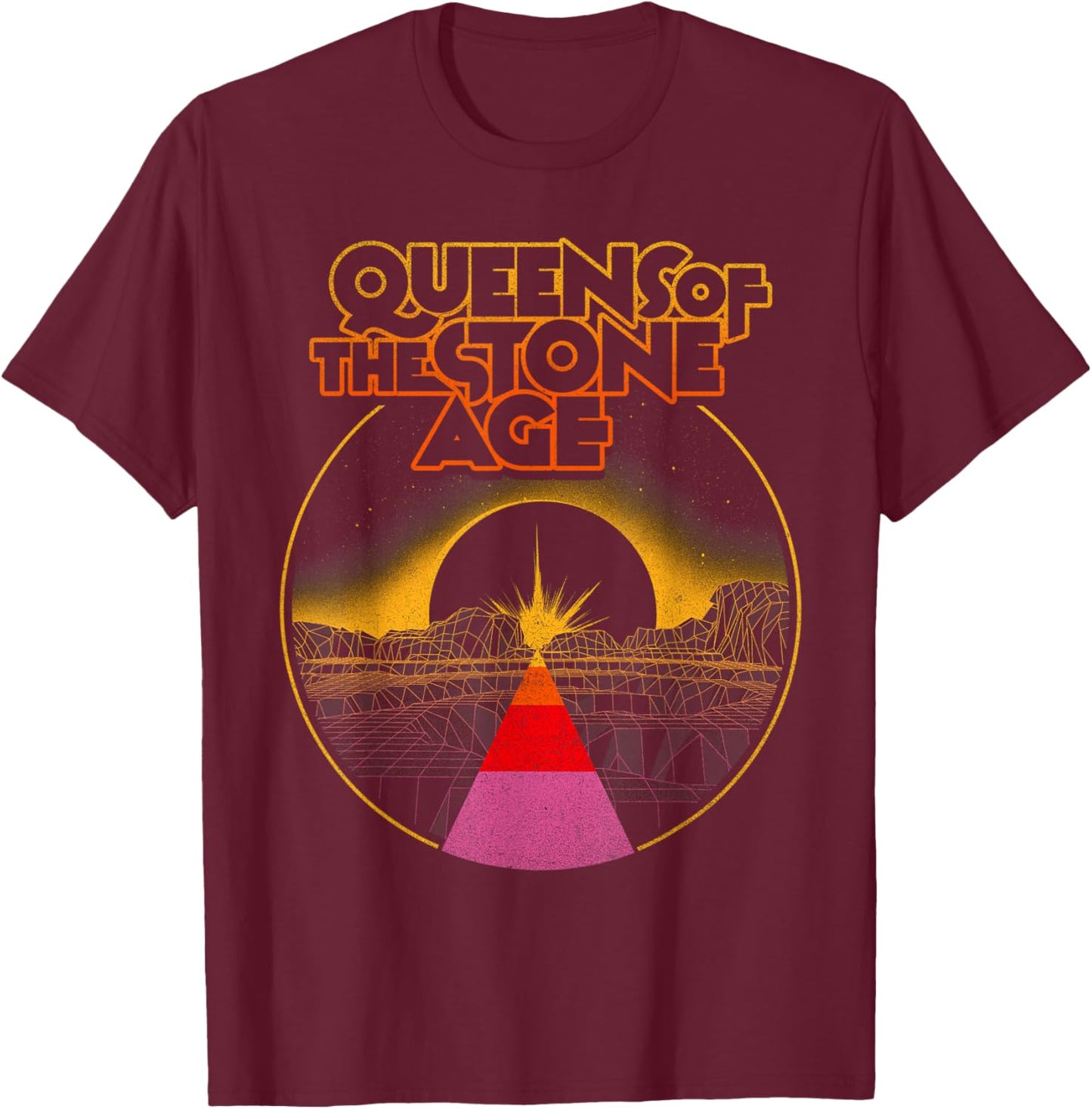 Official Queens of The Stone Age Desert Sun T-Shirt - T-Shirt | Maroon