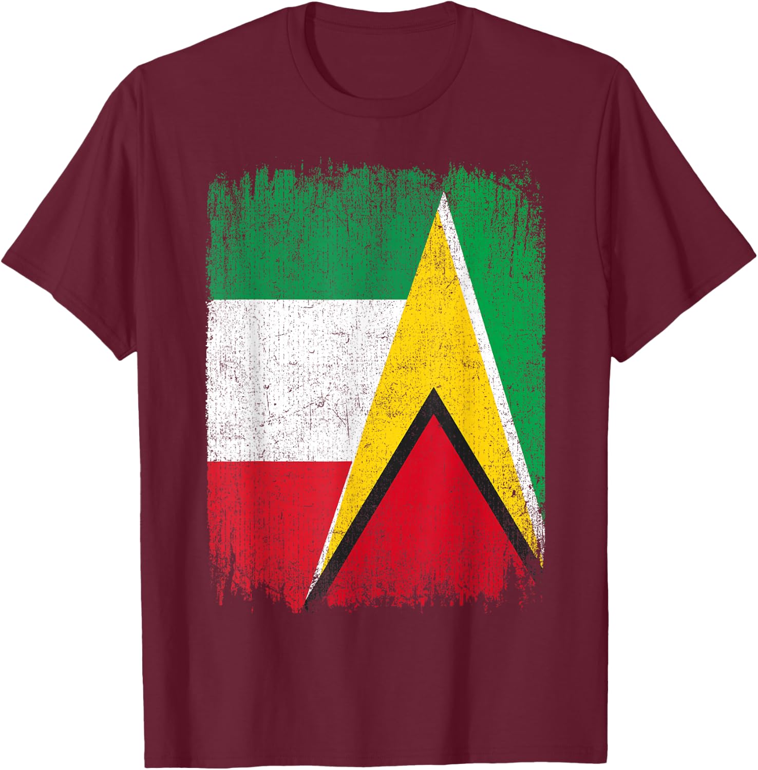 Half Italy Guyana Flag Italian Guyanese Pride Roots T-Shirt - T-Shirt | Maroon