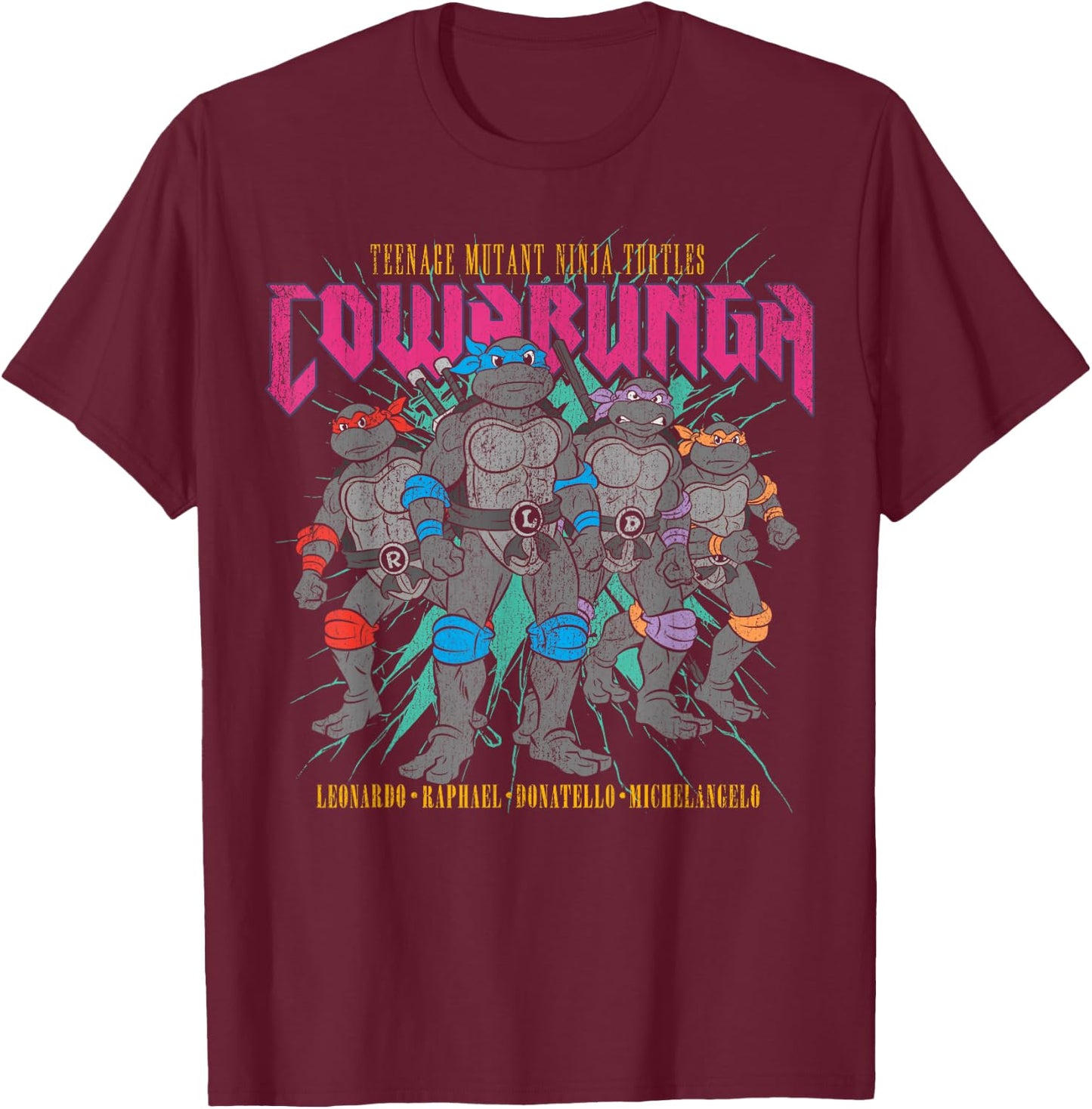 Teenage Mutant Ninja Turtles Cowabunga Group T-Shirt - T-Shirt | Maroon