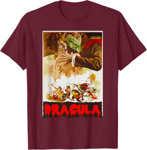 Retro Halloween Monster Poster Horror Movie Vampire Dracula T-Shirt - T-Shirt | Maroon