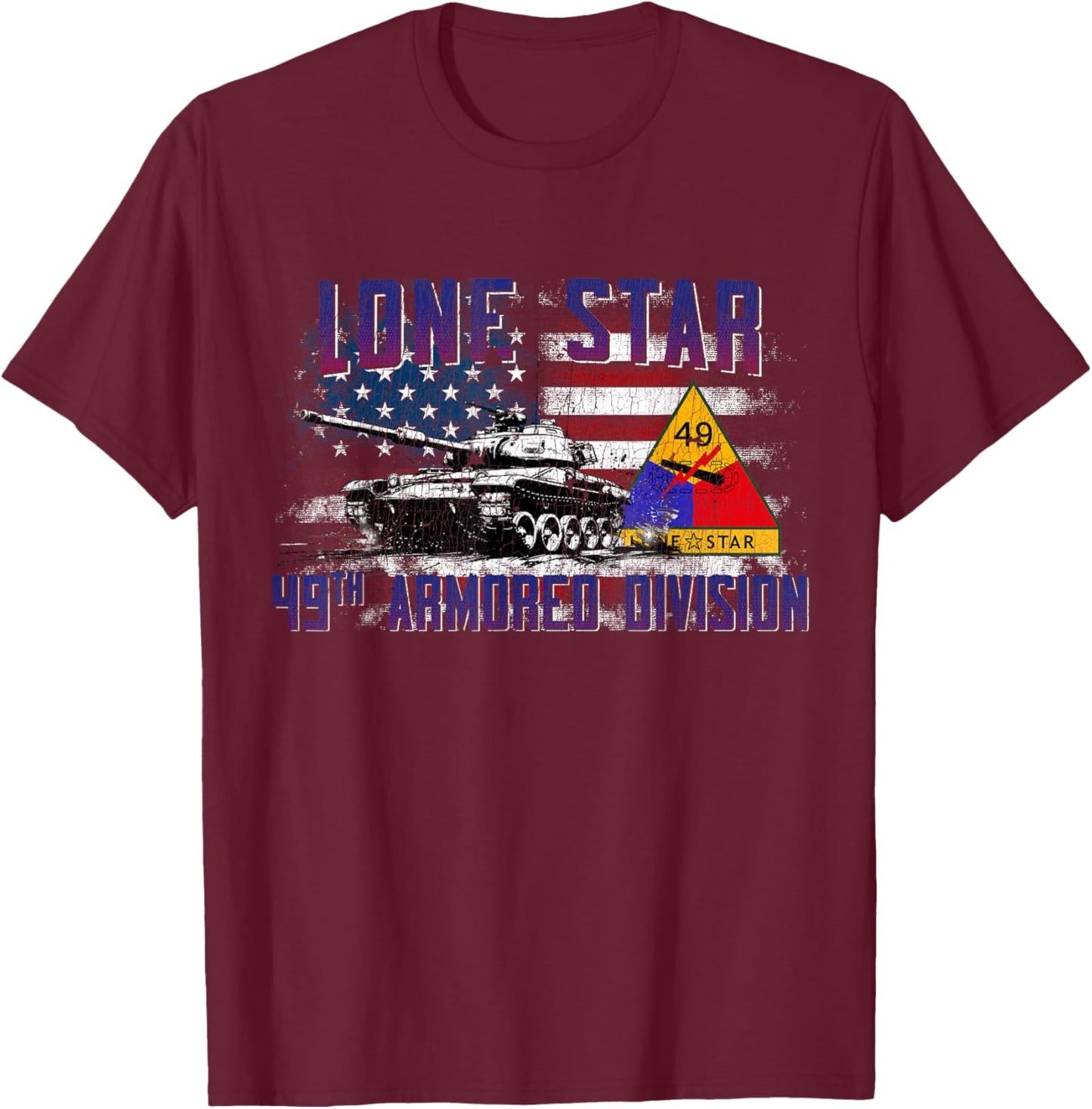 Veteran 49th Armored Division Lone Star Vintage Gifts T-Shirt - T-Shirt | Maroon