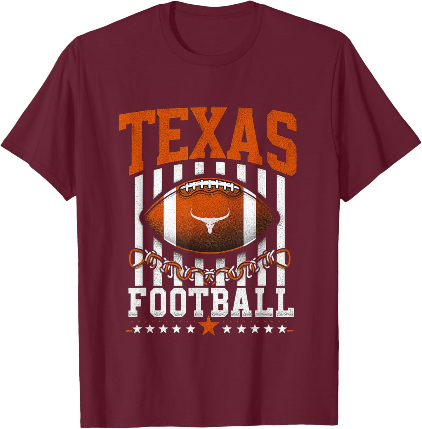 Texas Football Orange and White distressed graphic T-Shirt - T-Shirt | Maroon