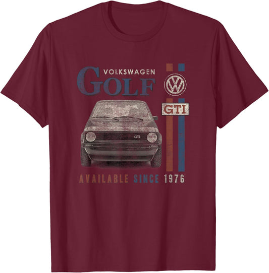 Volkswagen Golf GTI Racing Distressed , Small T-Shirt - T-Shirt | Maroon