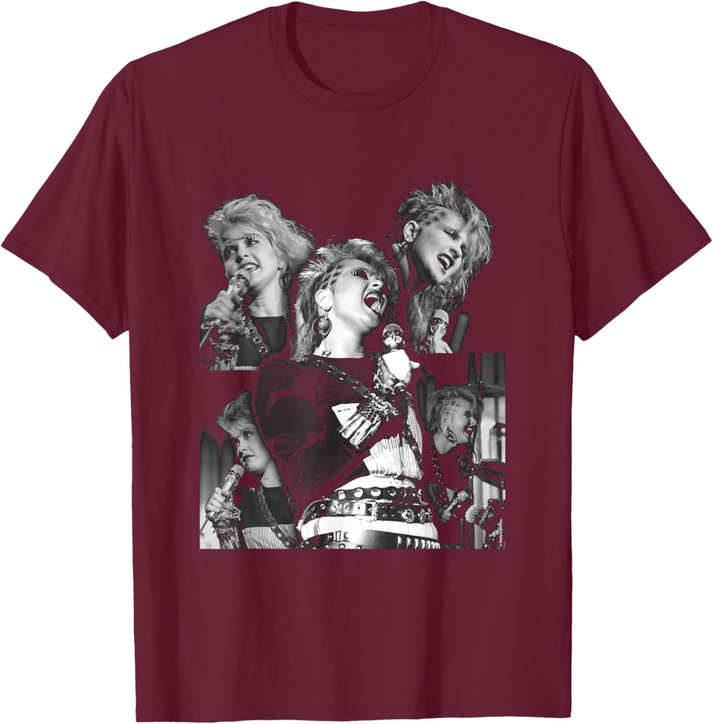 Singer Cyndi Lauper Live Montage by Allan Ballard T-Shirt - T-Shirt | Maroon
