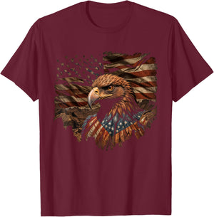 Eagle 4th Of July USA Flag Patriotic American T-Shirt - T-Shirt | Maroon