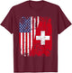 SWISS ROOTS | Half American Flag | SWITZERLAND Women Kids Men T-Shirt - T-Shirt | Maroon