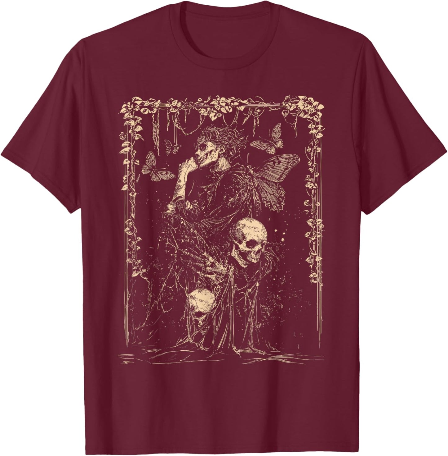 Grunge Romanticore Romanticism Gothic Trendy Y2K 1800s 2000s T-Shirt - T-Shirt | Maroon