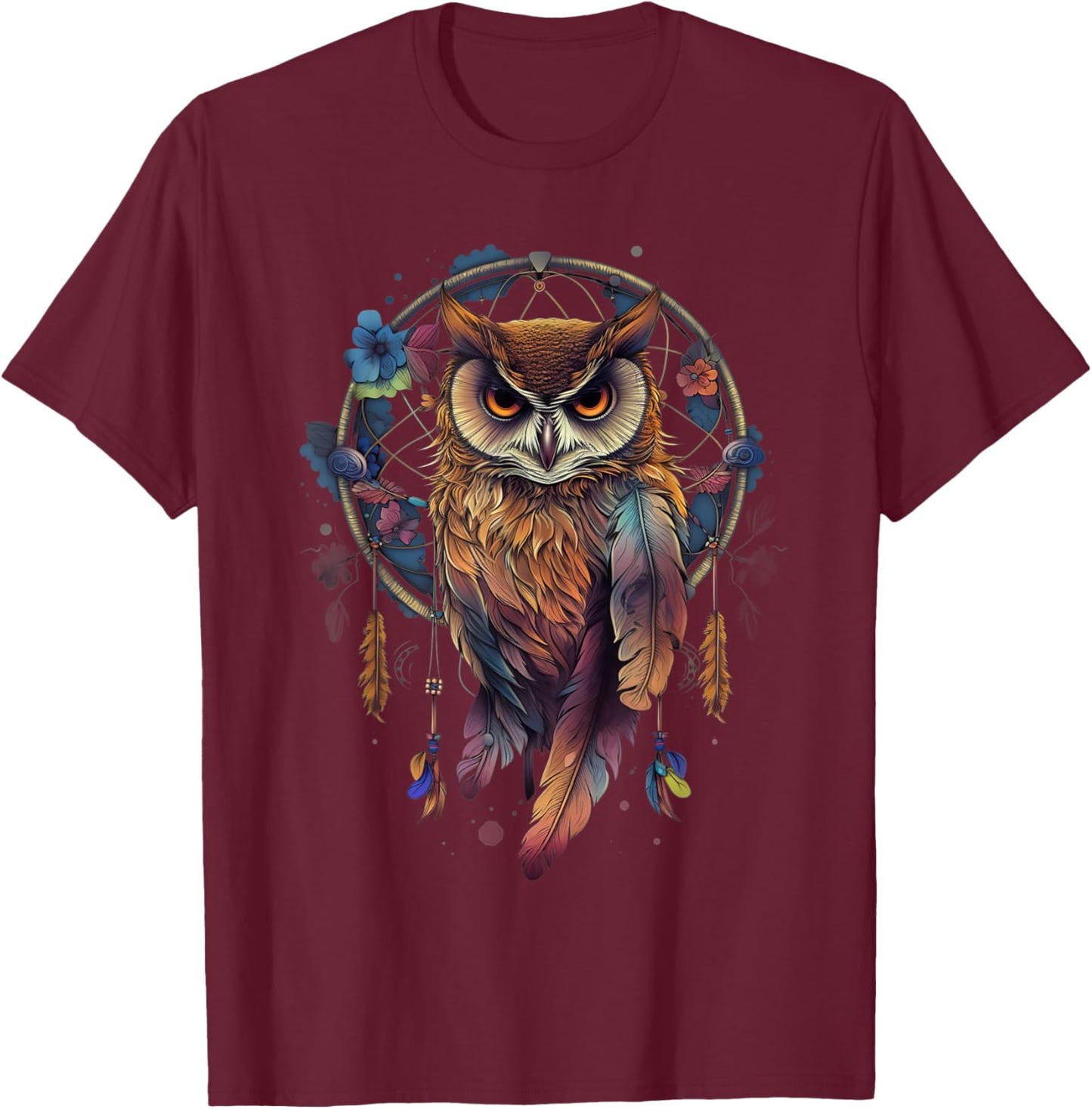 Owl Dream Catcher Bird for a Esotericist T-Shirt - T-Shirt | Maroon