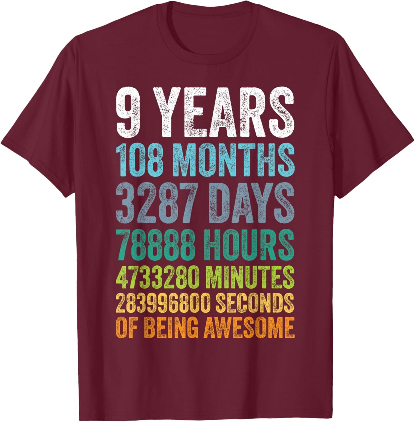 9 Year Old BDay Decorations Son Boy 9yr 9th Birthday T-Shirt - T-Shirt | Maroon