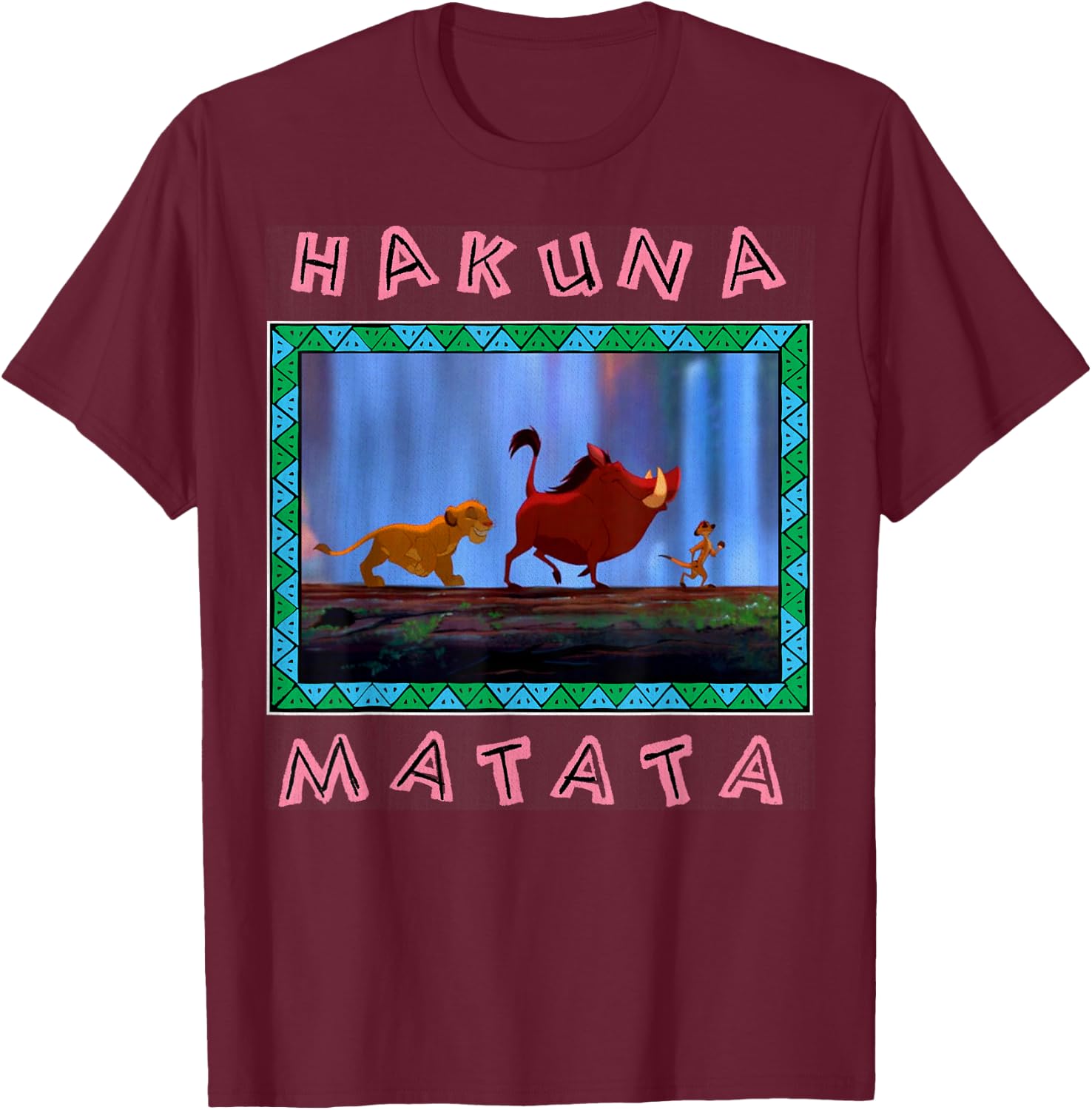 Disney The Lion King Hakuna Matata Simba Timon Pumba Jungle T-Shirt - T-Shirt | Maroon