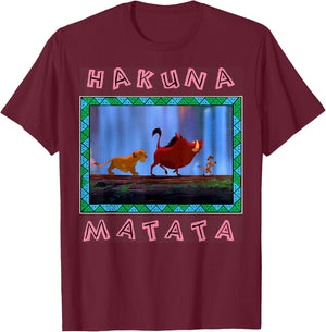 Disney The Lion King Hakuna Matata Simba Timon Pumba Jungle T-Shirt - T-Shirt | Maroon