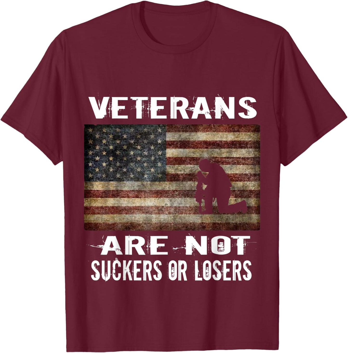 Veterans Are Not Losers or Suckers Women Men Anti Trump T-Shirt - T-Shirt | Maroon