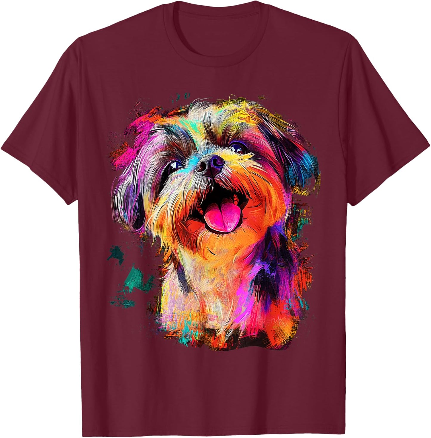 Shih Tzu Dog Motif Pet Art Shih Tzu T-Shirt - T-Shirt | Maroon