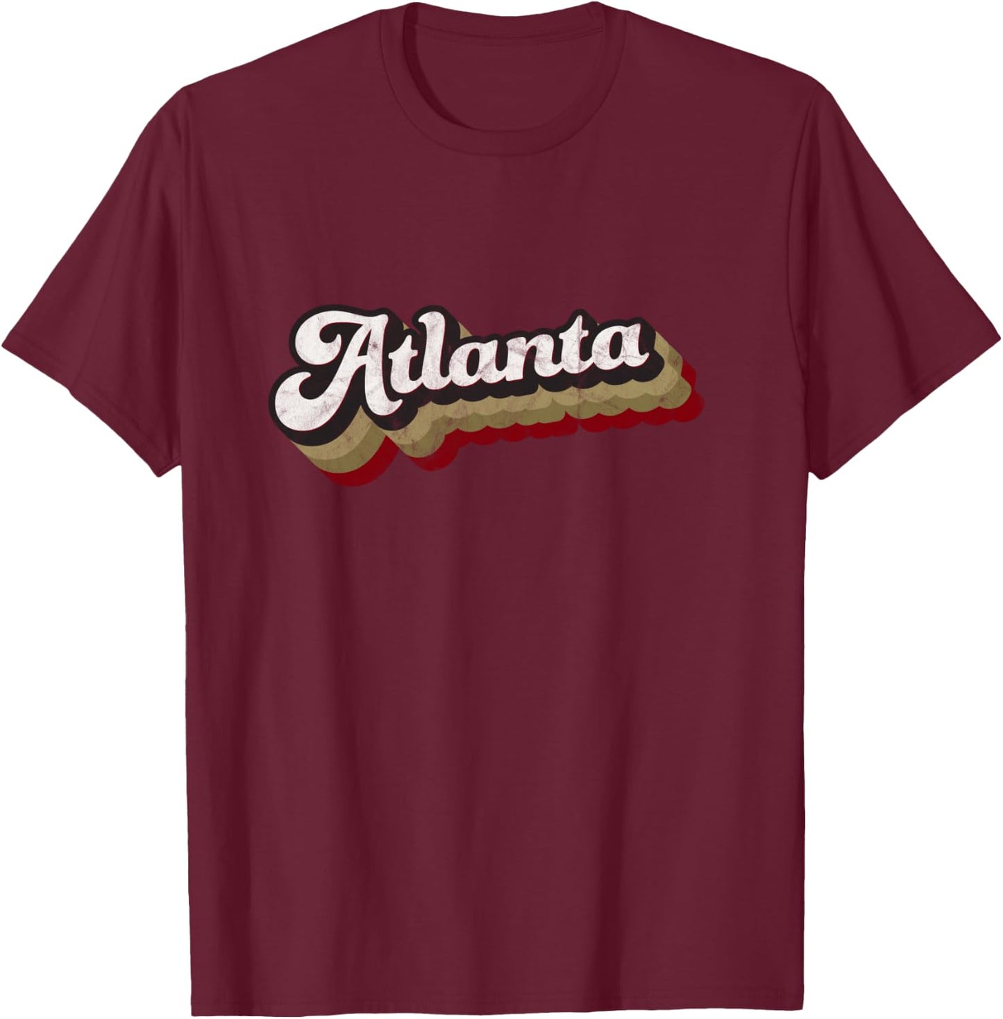 United Atlanta Soccer Distressed Retro Baseball Script T-Shirt - T-Shirt | Maroon
