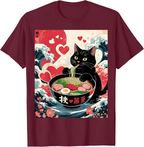 Anime Cat Ramen Kawaii Hearts – Funny Japanese Cute Cat Love