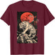 Japanese Tiger Warrior Art – Sumi-e Style Ink Illustration T-Shirt - T-Shirt | Maroon