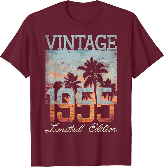 Vintage 1955 Limited Edition 70th Birthday 70 Year Old Gifts T-Shirt - T-Shirt | Maroon