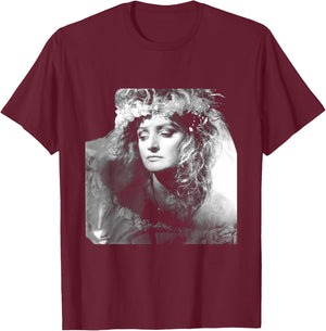 Singer Bonnie Tyler Floral Headdress By Simon Fowler T-Shirt - T-Shirt | Maroon