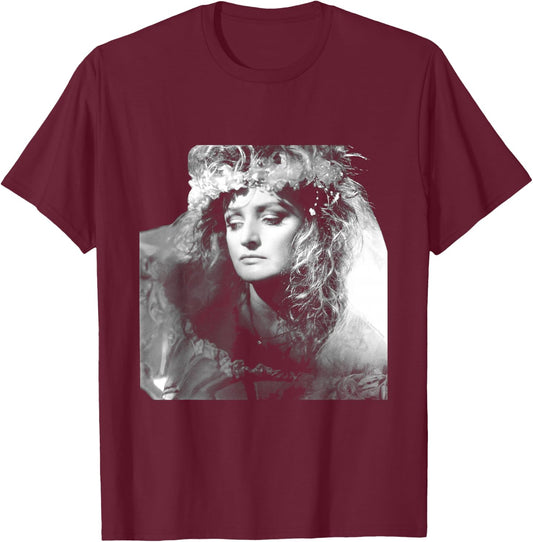 Singer Bonnie Tyler Floral Headdress By Simon Fowler T-Shirt - T-Shirt | Maroon