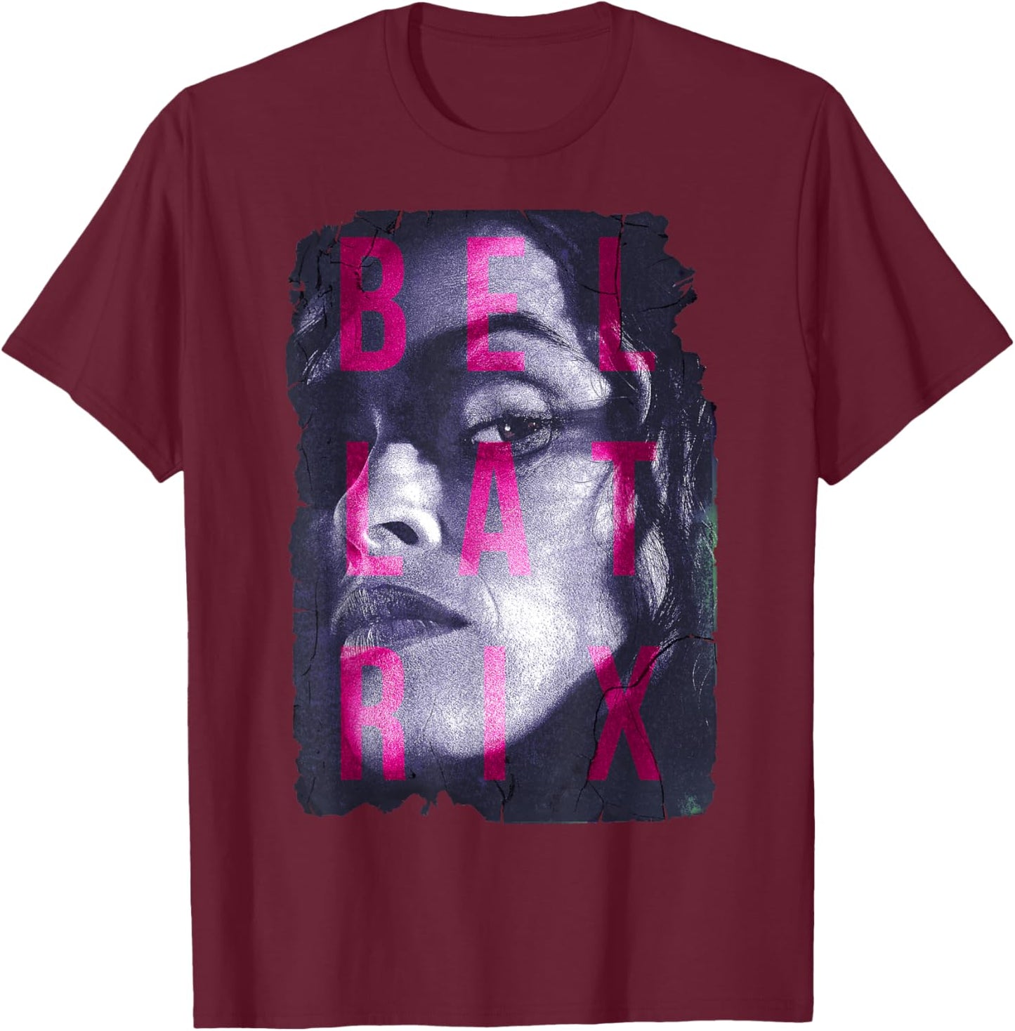 Harry Potter Bellatrix Lestrange Portrait Text Overlay Small T-Shirt - T-Shirt | Maroon