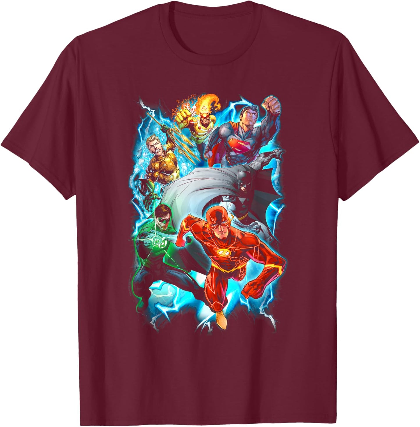 Justice League Electric Team T-Shirt - T-Shirt | Maroon