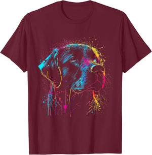 Schwarzer Labrador Hund Malerei Aquarell Farbe Bunte Mama T-Shirt - T-Shirt | Maroon