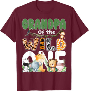 Grandpa Of The Wild One 1st Birthday Safari Family Matching T-Shirt - T-Shirt | Maroon