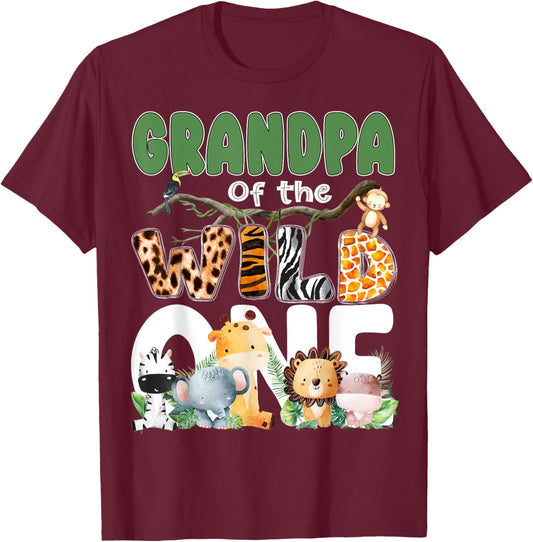 Grandpa Of The Wild One 1st Birthday Safari Family Matching T-Shirt - T-Shirt | Maroon