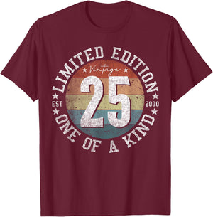 25 Year Old Gifts Vintage 2000 Limited Edition 25th Birthday T-Shirt - T-Shirt | Maroon