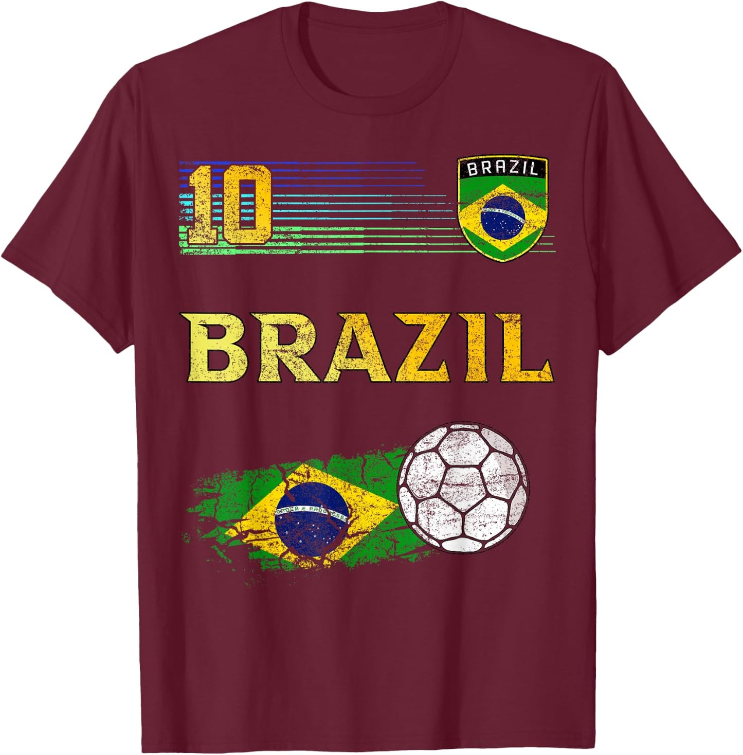 Brazil Flag Brazilian Pride Lovers T-Shirt - T-Shirt | Maroon