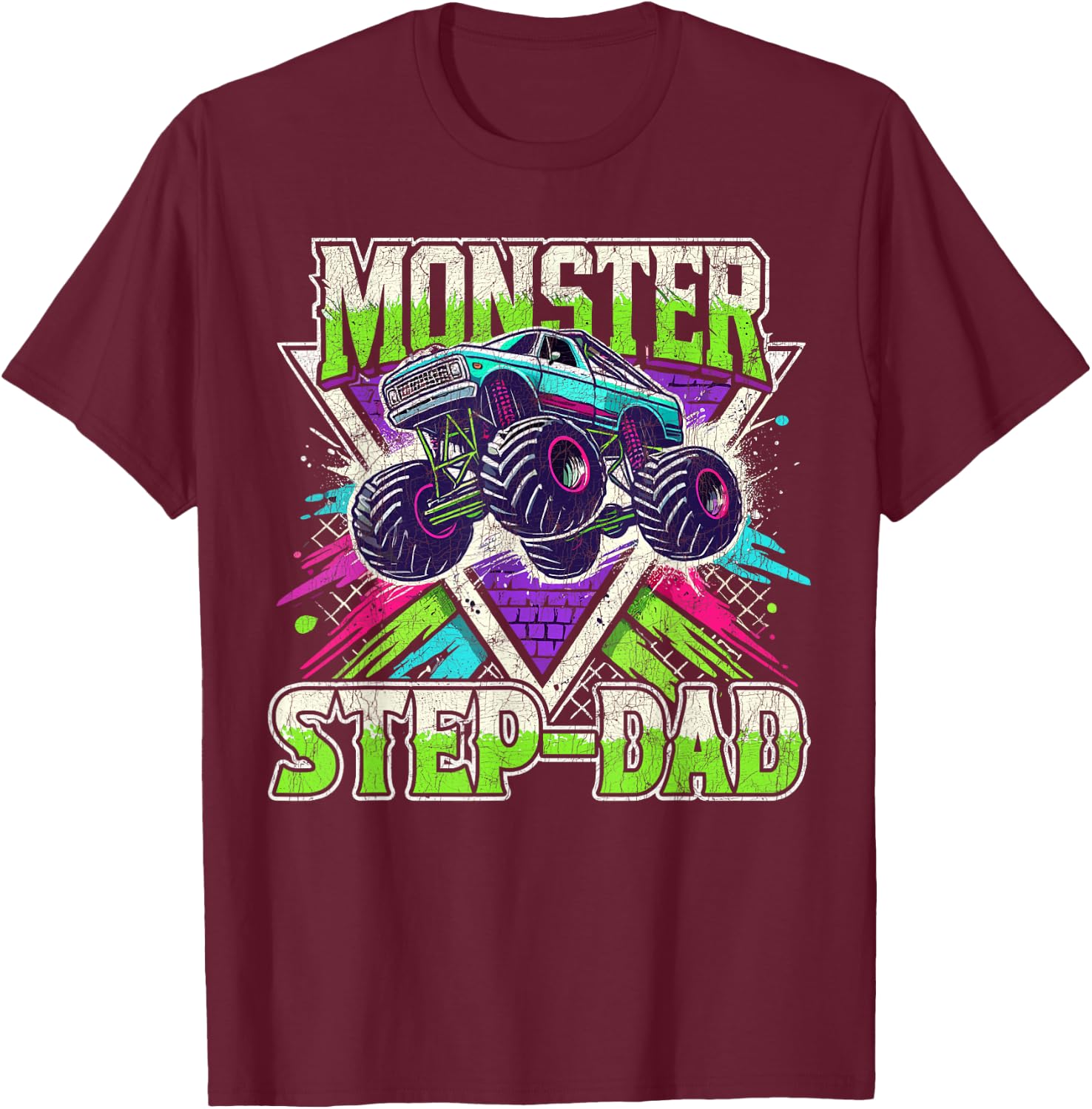 Matching Monster Truck Costume Jam Birthday Monster Step-dad T-Shirt - T-Shirt | Maroon