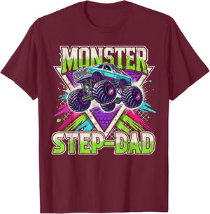 Matching Monster Truck Costume Jam Birthday Monster Step-dad T-Shirt - T-Shirt | Maroon