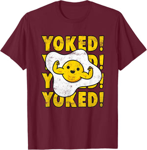 Yoked Bodybuilding Egg Yolk Bulking Men Funny Gym T-Shirt - T-Shirt | Maroon