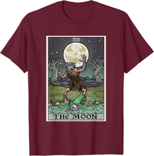 The Moon Tarot Card Halloween Werewolf Gothic Witch Horror T-Shirt - T-Shirt | Maroon