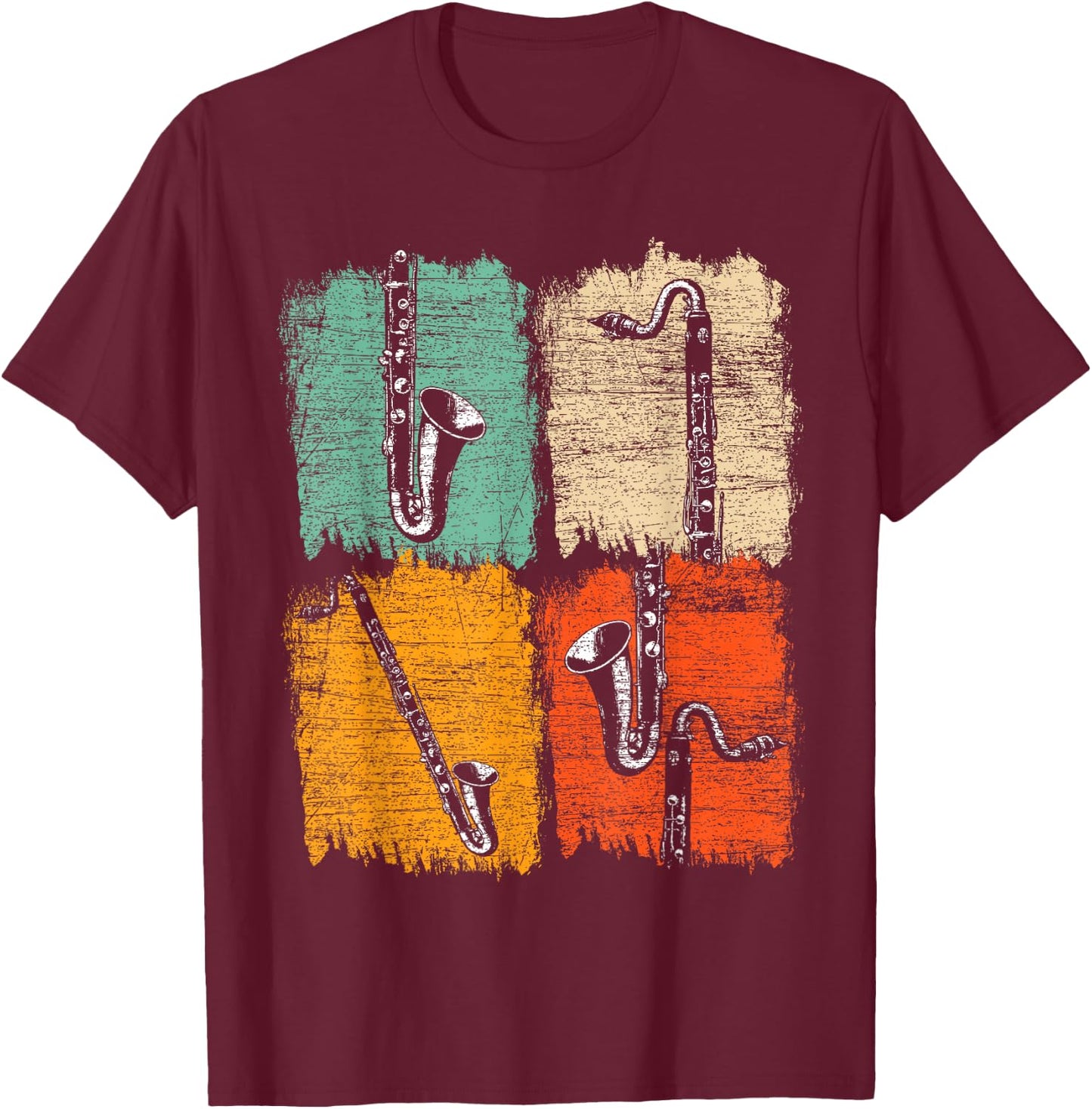 Retro Bass Clarinet T-Shirt - T-Shirt | Maroon