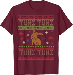 Mexican Christmas Burrito Sabanero Ugly Christmas Tuki Tuki T-Shirt - T-Shirt | Maroon