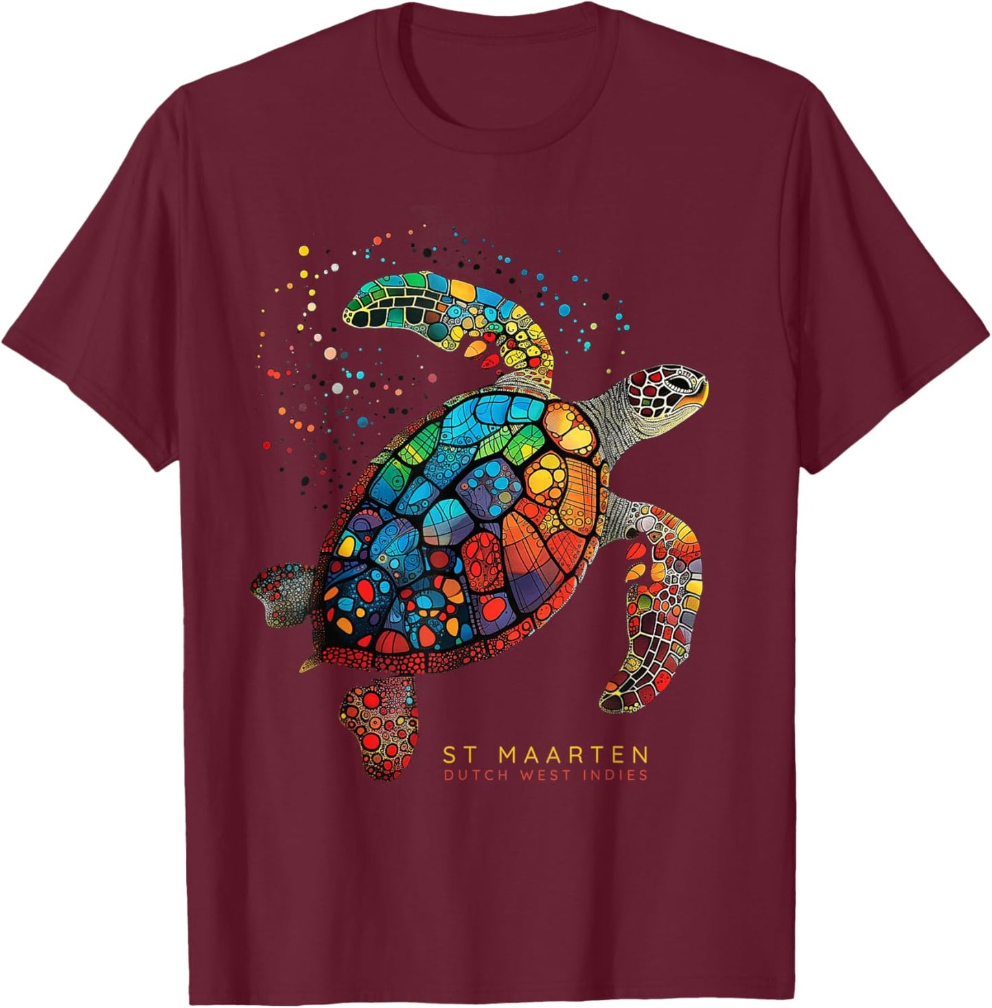 St Maarten Dutch West Indian Tribal Turtle St Martin T-Shirt - T-Shirt | Maroon