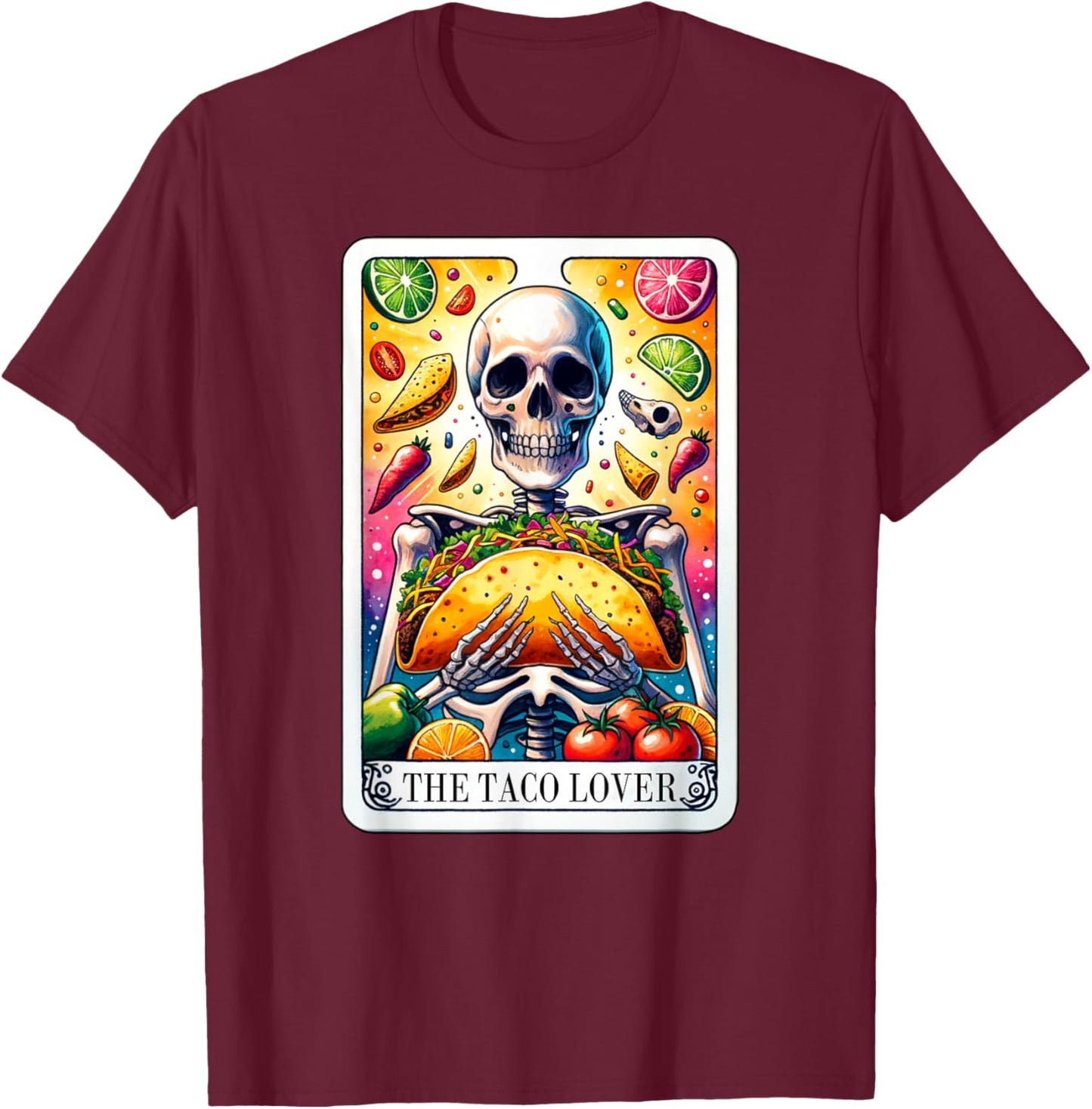 The Taco Lover Tarot Card Taco Tuesday Cinco de Mayo T-Shirt - T-Shirt | Maroon