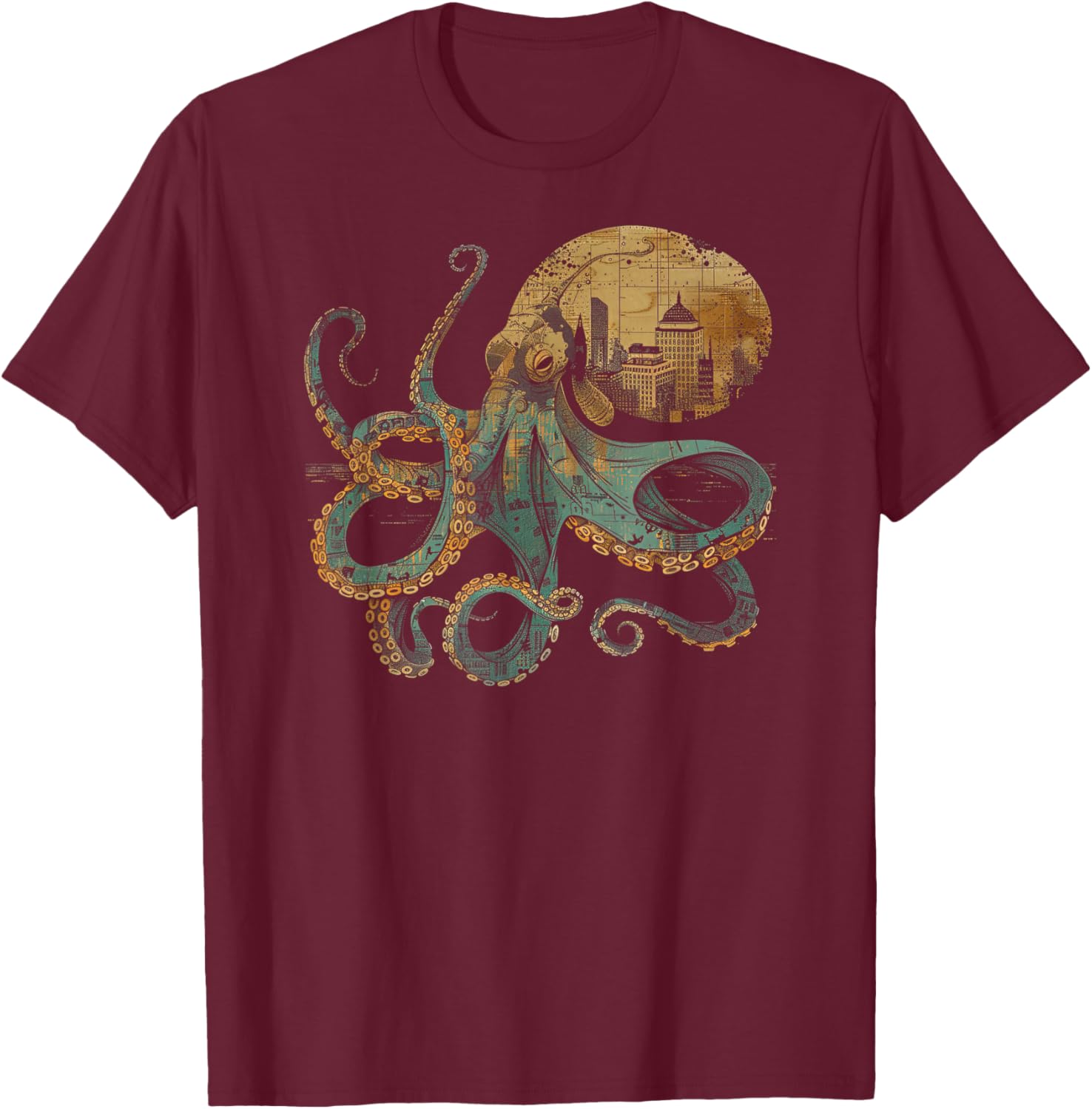Octopus Shirt / Melodic T-Shirt - T-Shirt | Maroon