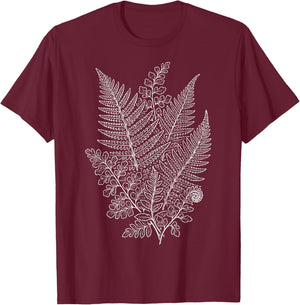 Fern Plant Illustration T-Shirt - T-Shirt | Maroon