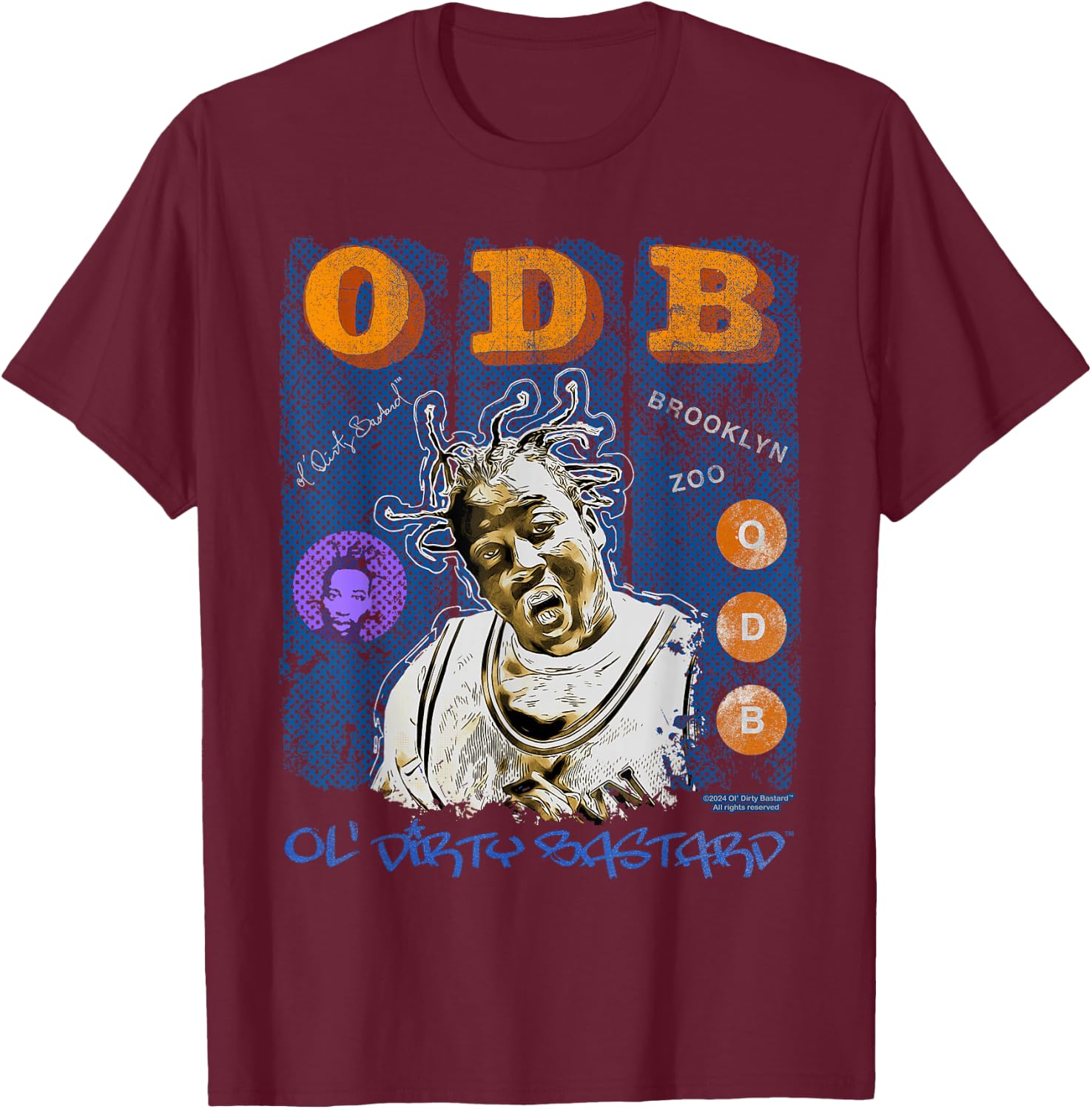ODB Ol Dirty Ba--ard Mural Retro Brooklyn Zoo Hip Hop 90s T-Shirt - T-Shirt | Maroon