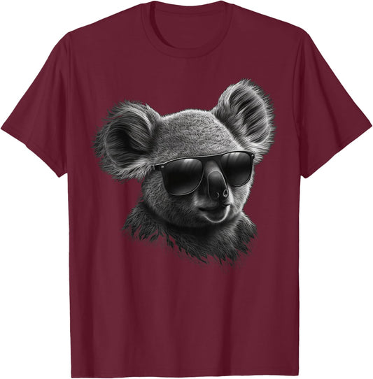Koala Sunglasses Animal Print Art Animal Lover Koala T-Shirt - T-Shirt | Maroon