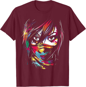 Anime Manga Motif Colorful Artwork Anime T-Shirt - T-Shirt | Maroon