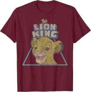 Disney Lion King Retro Cute Simba Face T-Shirt - T-Shirt | Maroon